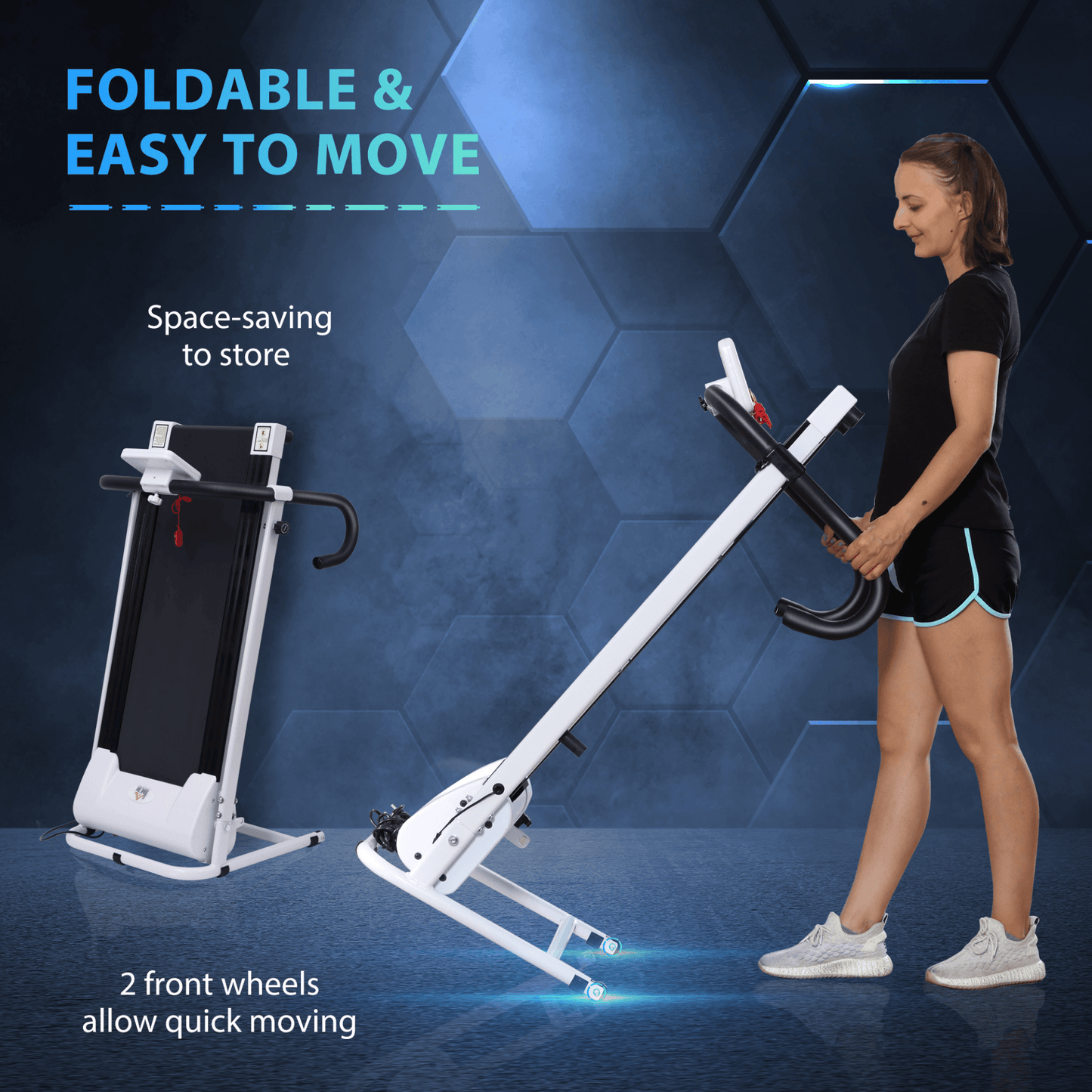 HOMCOM 1.25HP Folding Electric Treadmill - Compact Home Gym Running Machine for Indoor Fitness (1-10 km/h)