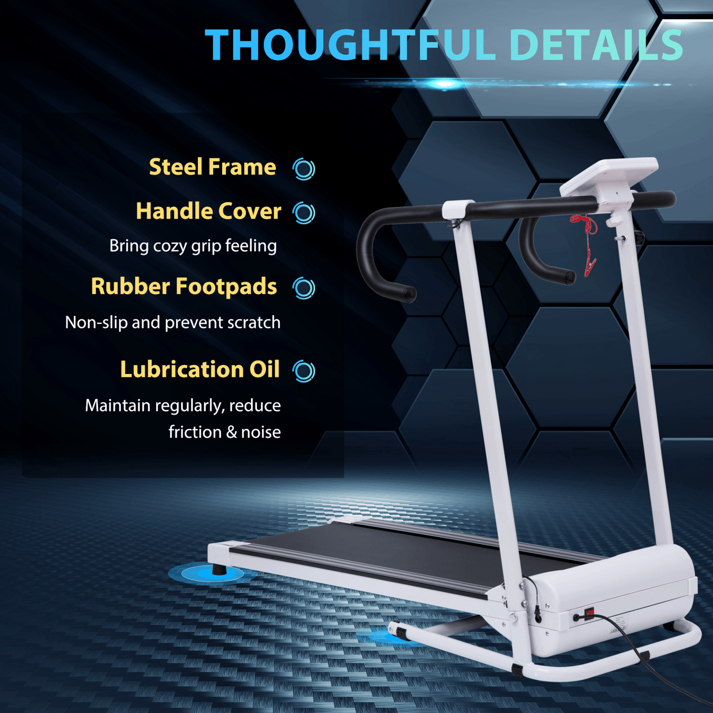 HOMCOM 1.25HP Folding Electric Treadmill - Compact Home Gym Running Machine for Indoor Fitness (1-10 km/h)