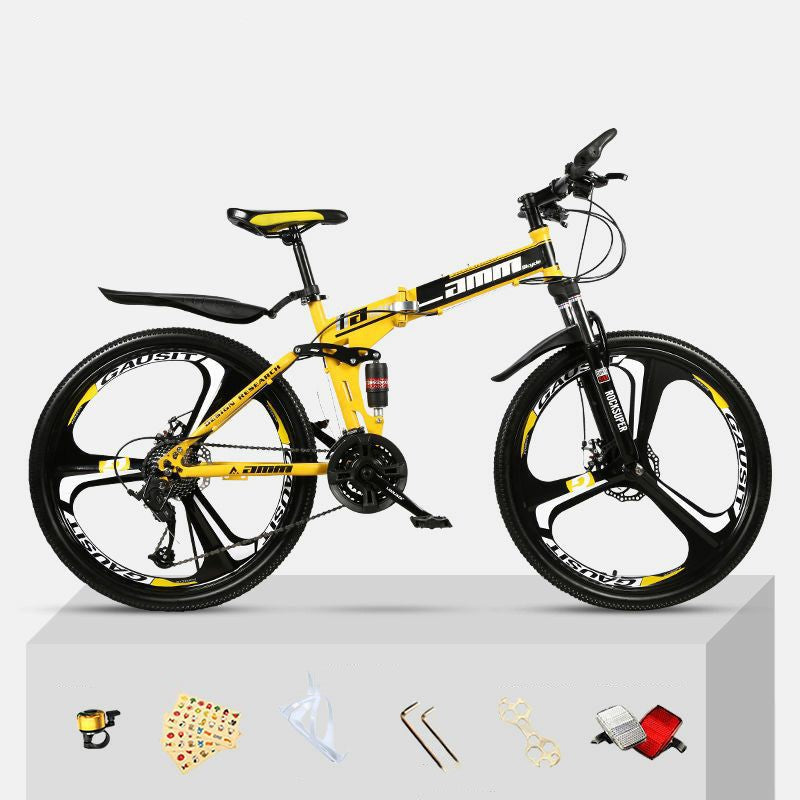 Dual Shock Absorbing Folding Mountain Bike – Versatile Off-road Bike for Students and Commuters