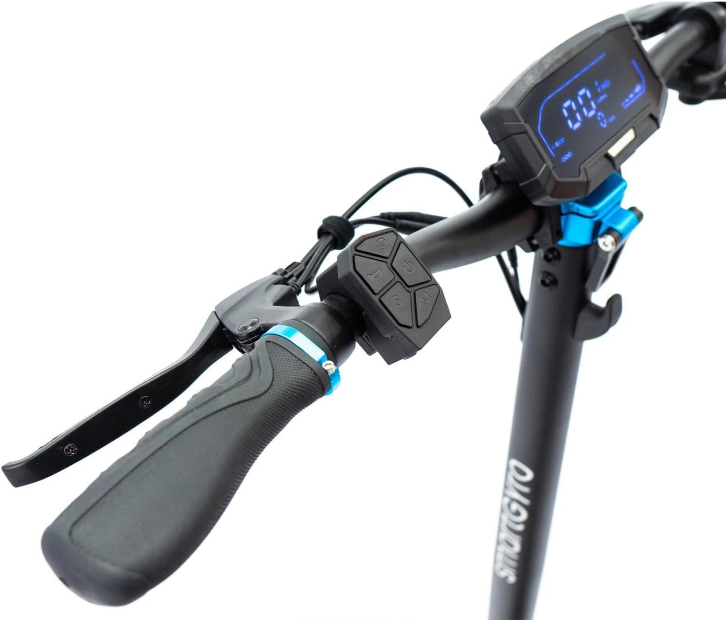 Electric Scooter Smartgyro Black 500 W Close-up of electric scooter handlebar with digital display and controls
