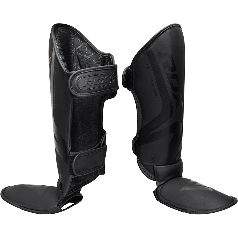 RDX T15 Noir Shin Instep Guards - Premium Black Leg Protection for Muay Thai & MMA