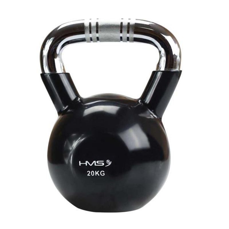 Kettlebell cast iron handle knurled chrome HMS KTC16 BLACK