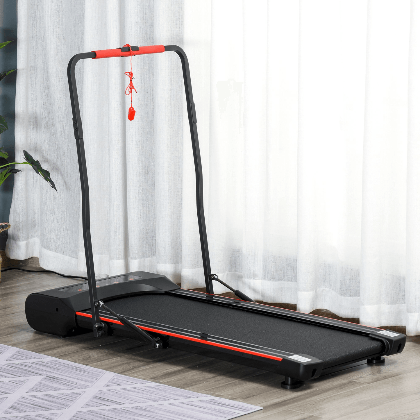 HOMCOM Foldable Walking Machine Treadmill 1-6km/h with LED Display & Remote Control Exercise Fitness for Home Office