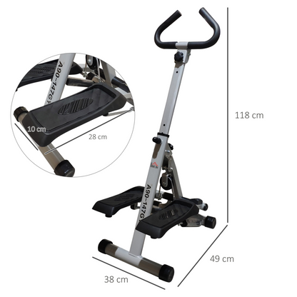 HOMCOM Stepper w/ Handle Hand Grip Workout Fitness Machine For Fitness Aerobic Exercise Home Gym Grey