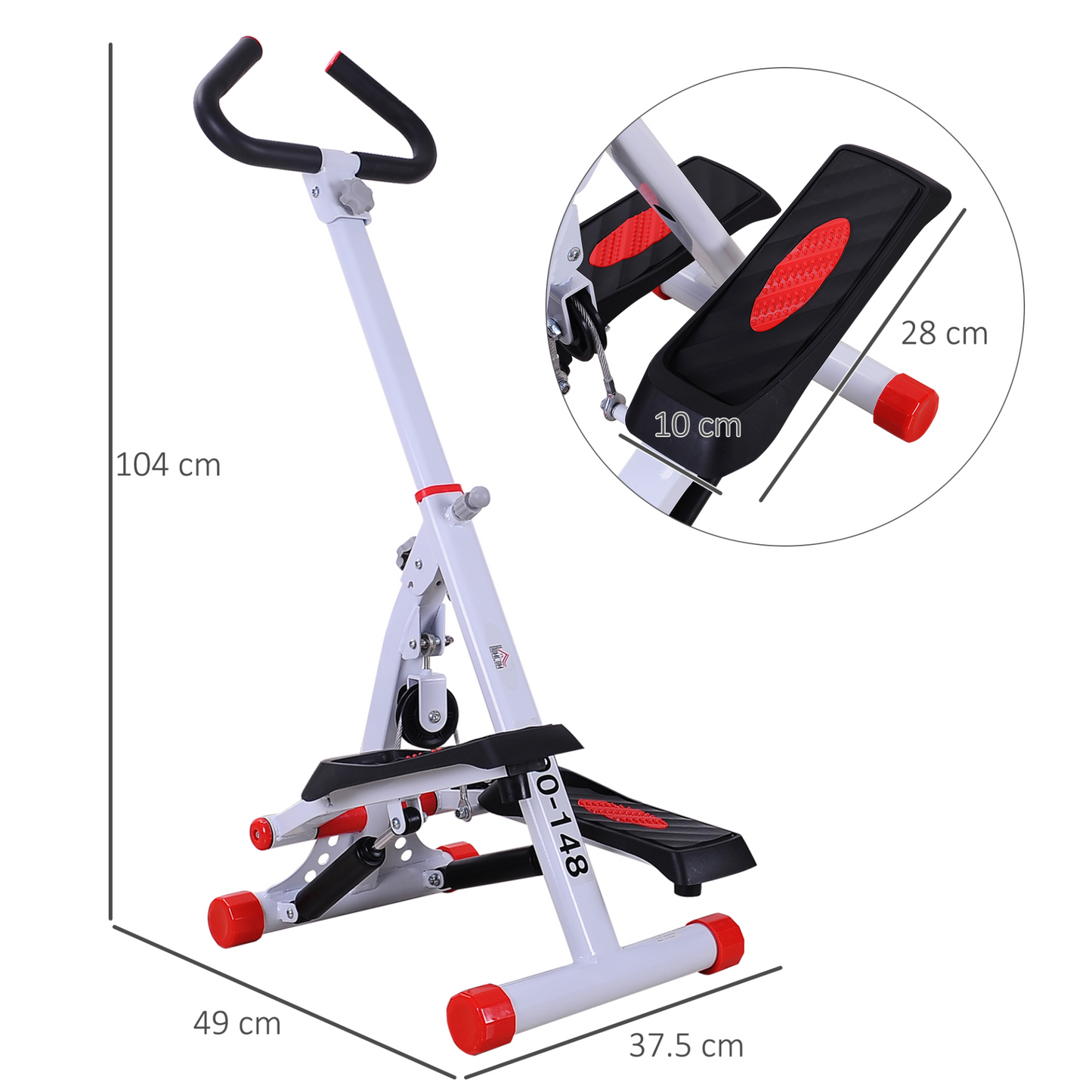 HOMCOM Foldable Step Machine with LCD Display and Handlebar