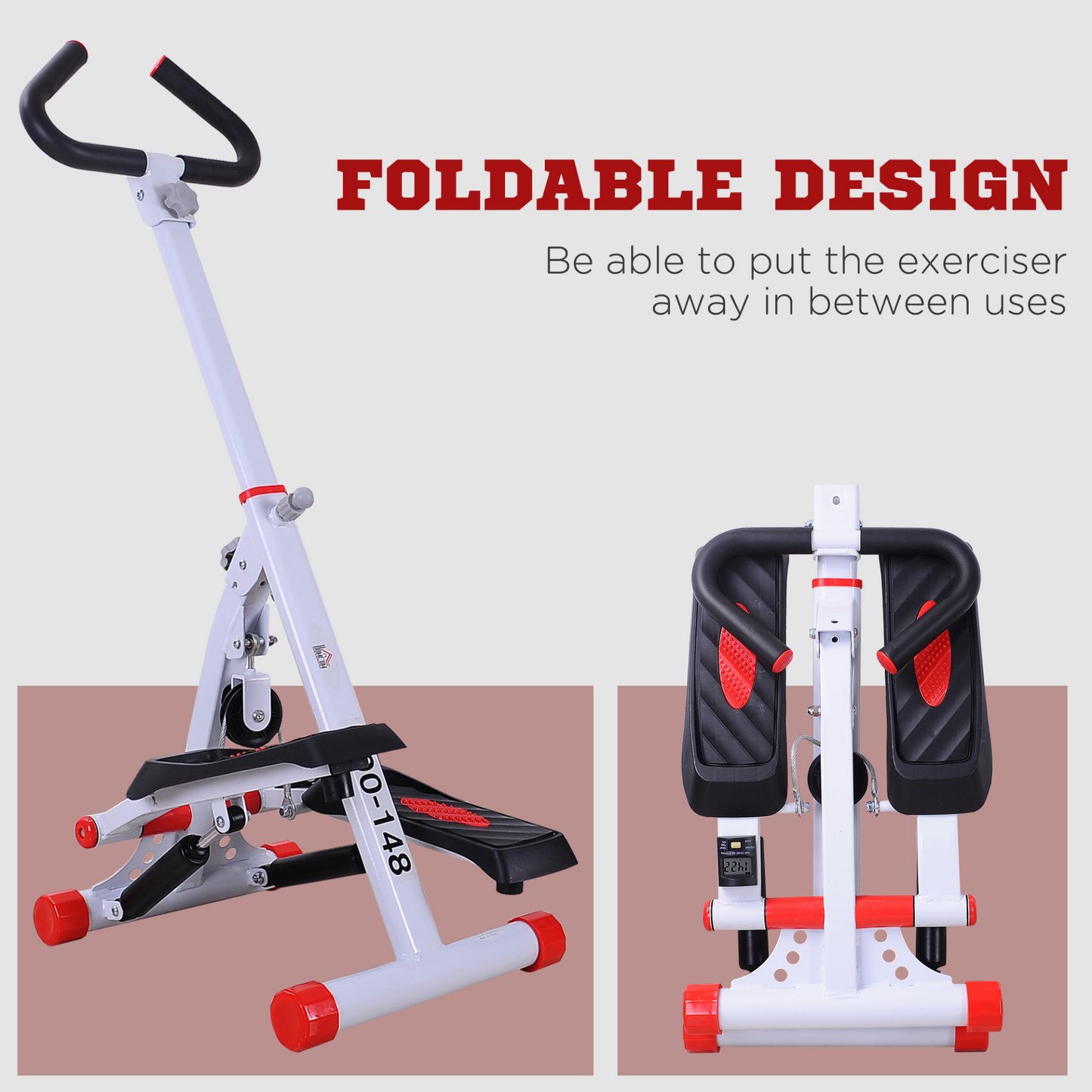 HOMCOM Foldable Step Machine with LCD Display and Handlebar