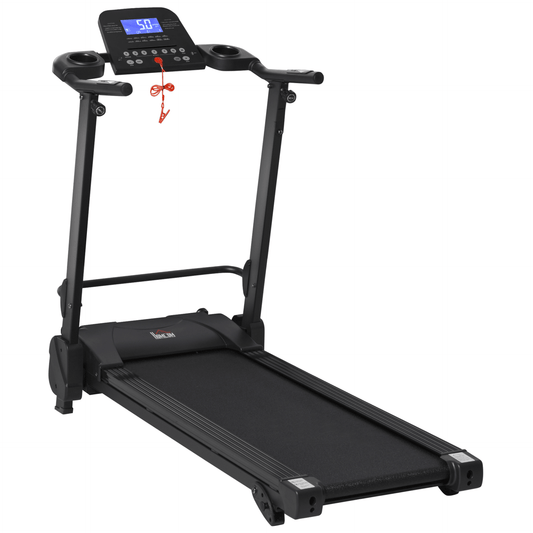 HOMCOM 2.5HP14Km/h Manual Incline Electric Running Machine Motorized Treadmill Folding, MP3 & USB Player, 12 Preset Programs, 5 Speed Shortcut, w/ WIDE RUNNING BELT, LCD Display, Drink Holders