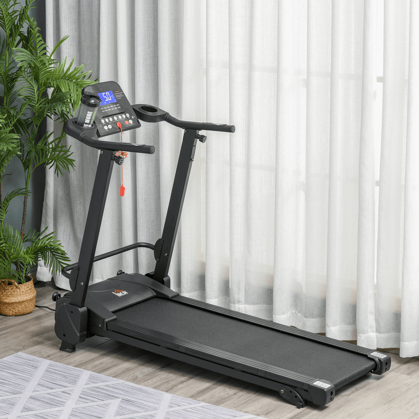 HOMCOM 2.5HP14Km/h Manual Incline Electric Running Machine Motorized Treadmill Folding, MP3 & USB Player, 12 Preset Programs, 5 Speed Shortcut, w/ WIDE RUNNING BELT, LCD Display, Drink Holders