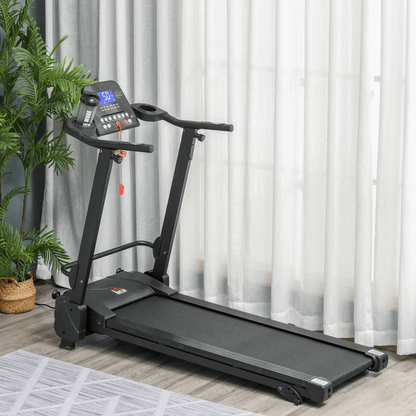 HOMCOM 2.5HP14Km/h Manual Incline Electric Running Machine Motorized Treadmill Folding, MP3 & USB Player, 12 Preset Programs, 5 Speed Shortcut, w/ WIDE RUNNING BELT, LCD Display, Drink Holders