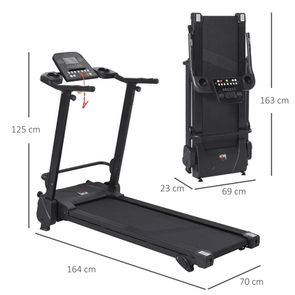 HOMCOM 2.5HP14Km/h Manual Incline Electric Running Machine Motorized Treadmill Folding, MP3 & USB Player, 12 Preset Programs, 5 Speed Shortcut, w/ WIDE RUNNING BELT, LCD Display, Drink Holders