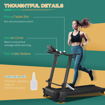 HOMCOM 2.5HP14Km/h Manual Incline Electric Running Machine Motorized Treadmill Folding, MP3 & USB Player, 12 Preset Programs, 5 Speed Shortcut, w/ WIDE RUNNING BELT, LCD Display, Drink Holders