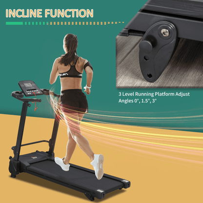 HOMCOM 2.5HP14Km/h Manual Incline Electric Running Machine Motorized Treadmill Folding, MP3 & USB Player, 12 Preset Programs, 5 Speed Shortcut, w/ WIDE RUNNING BELT, LCD Display, Drink Holders