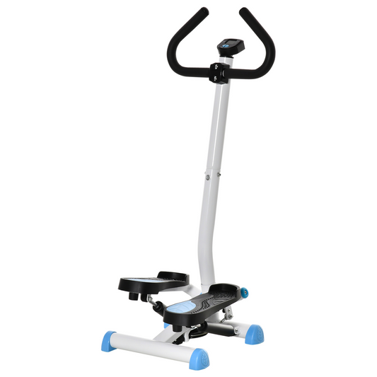 HOMCOM Twister Stepper, Height Adjustable Step Machine Aerobic Exercise Workout Machine with Adjustable Resistance, LCD Screen & Handlebars, Blue