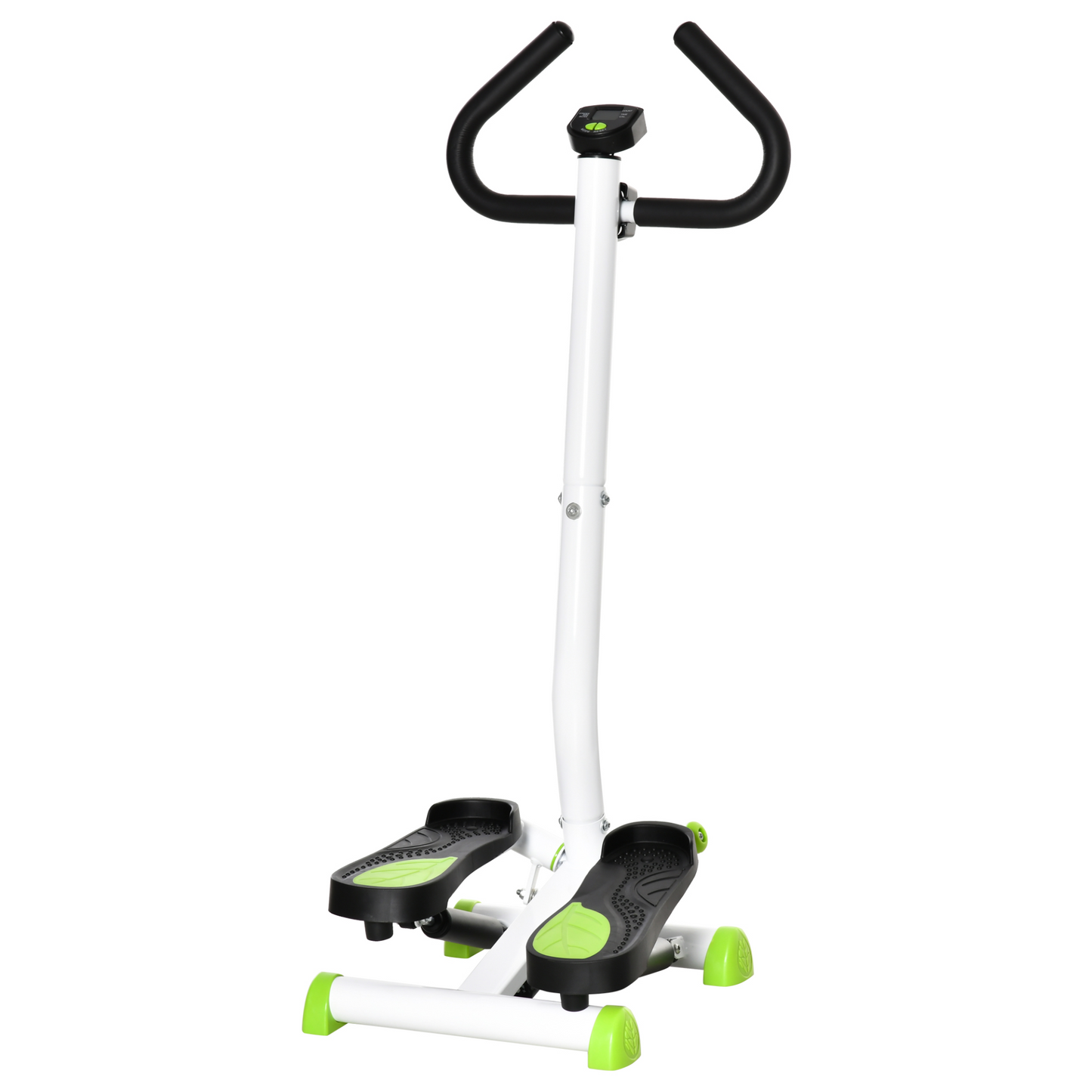 HOMCOM Twister Stepper, Height Adjustable Step Machine Aerobic Exercise Workout Machine with Adjustable Resistance, LCD Screen & Handlebars, White