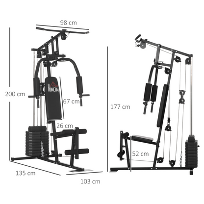 HOMCOM Multi Gym with Weights, Multifunction Home Gym Machine with 45kg Weight Stack for Full Body Workout and Strength Training