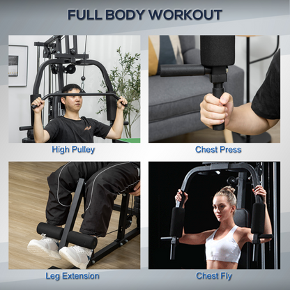 HOMCOM Multi Gym with Weights, Multifunction Home Gym Machine with 45kg Weight Stack for Full Body Workout and Strength Training