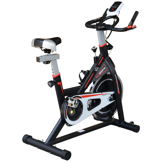 HOMCOM 8kg Flywheel Stationary Exercise Bike Racing Bicycle Home Fitness Trainer with Adjustable Resistance LCD Display Wheels Black