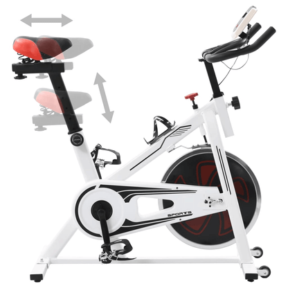 vidaXL Exercise Training Bike with Pulse Sensors White and Red