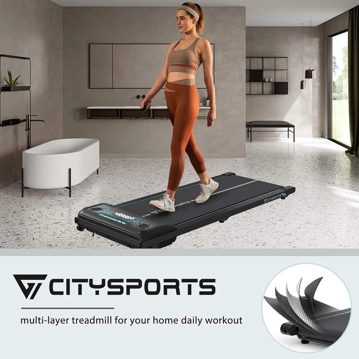 Compact Walking Pad Treadmill with LCD Display for Home &amp; Office Fitness