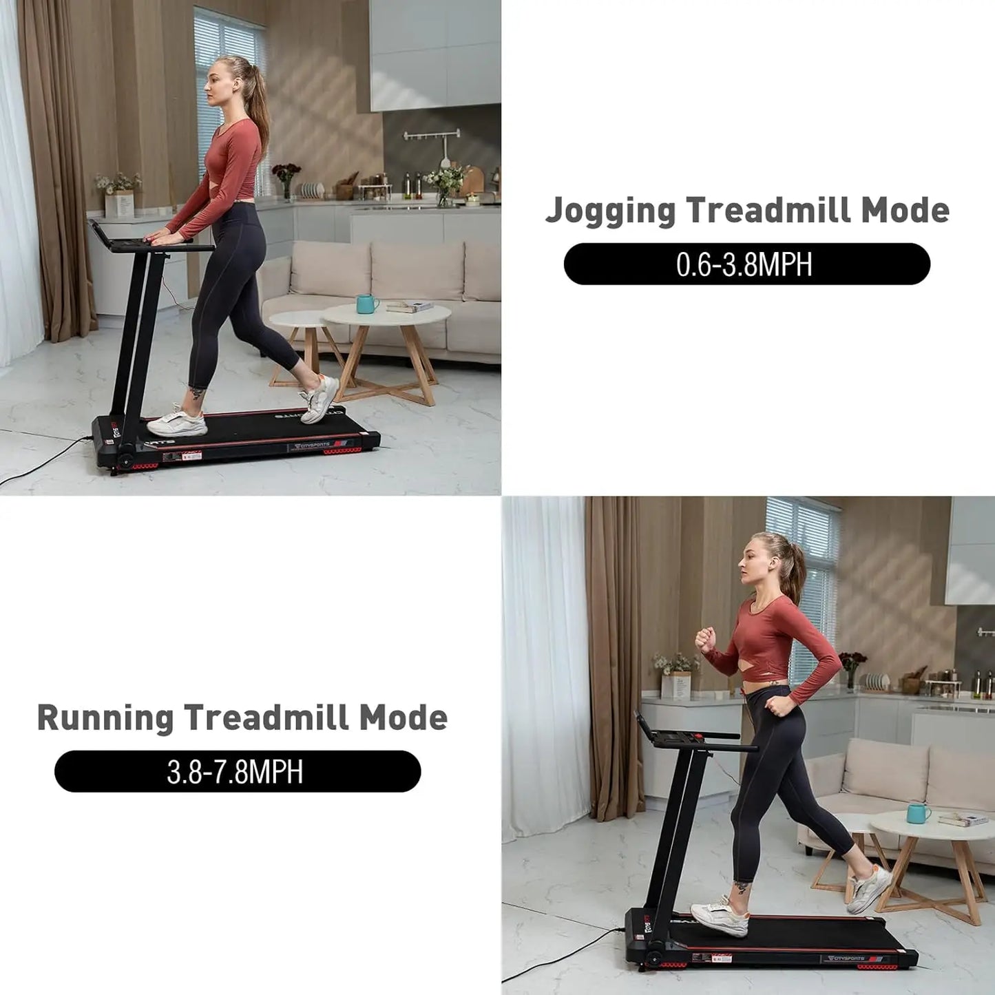 CitySports 2-in-1 Foldable Treadmill - Quiet & Space-Saving Home Fitness Solution