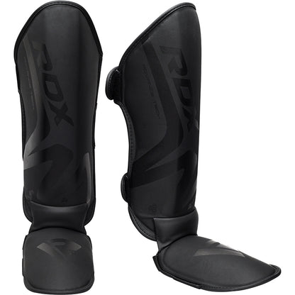 RDX T15 Noir Shin Instep Guards - Premium Black Leg Protection for Muay Thai &amp; MMA